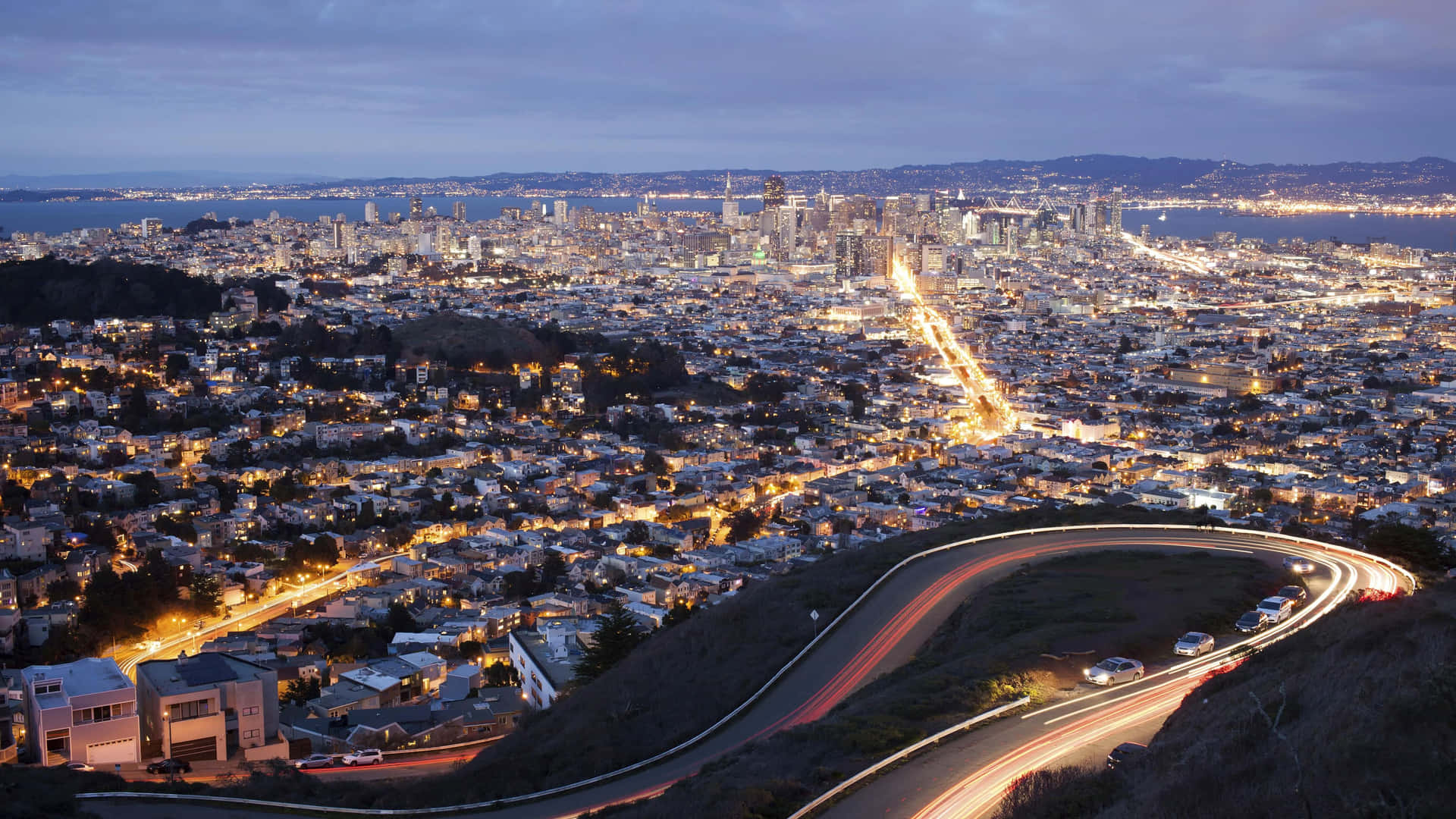 San Francisco Twin Peaks Viewat Dusk Wallpaper