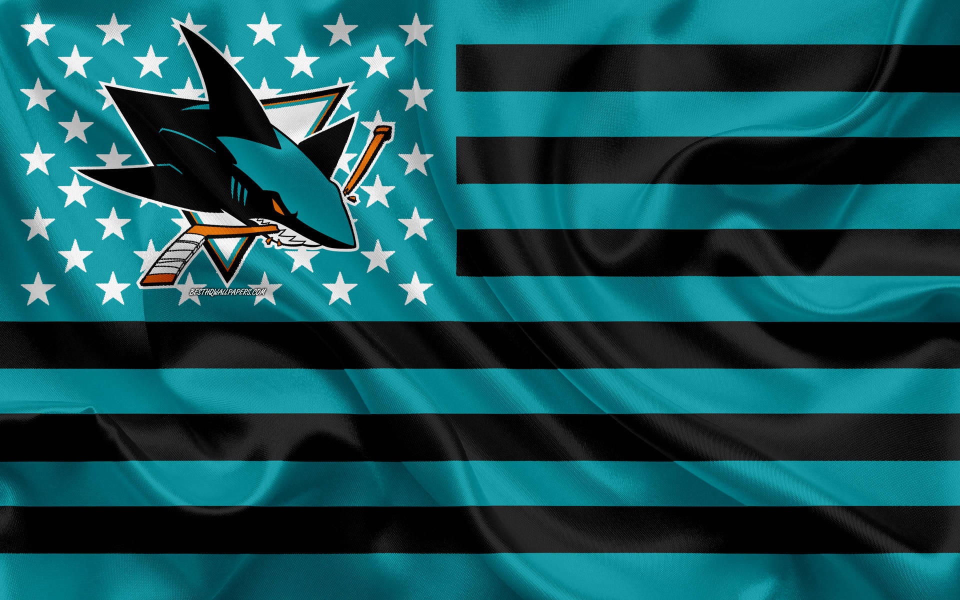 San Jose Sharks On American Flag Wallpaper