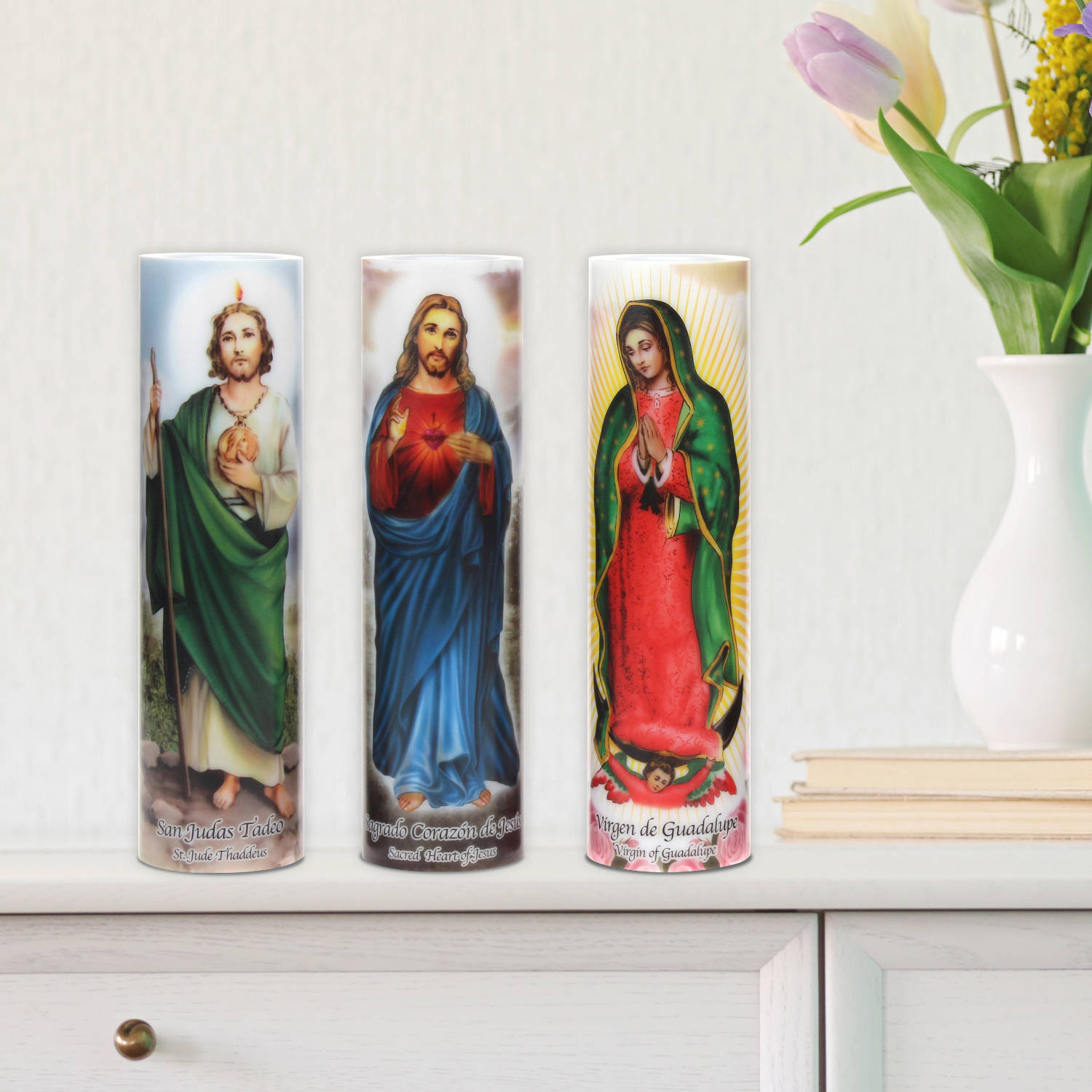 San Judas Tadeo, Mama Mary, Jesus Barn, Devotion billede, Baggrunds billed. Wallpaper
