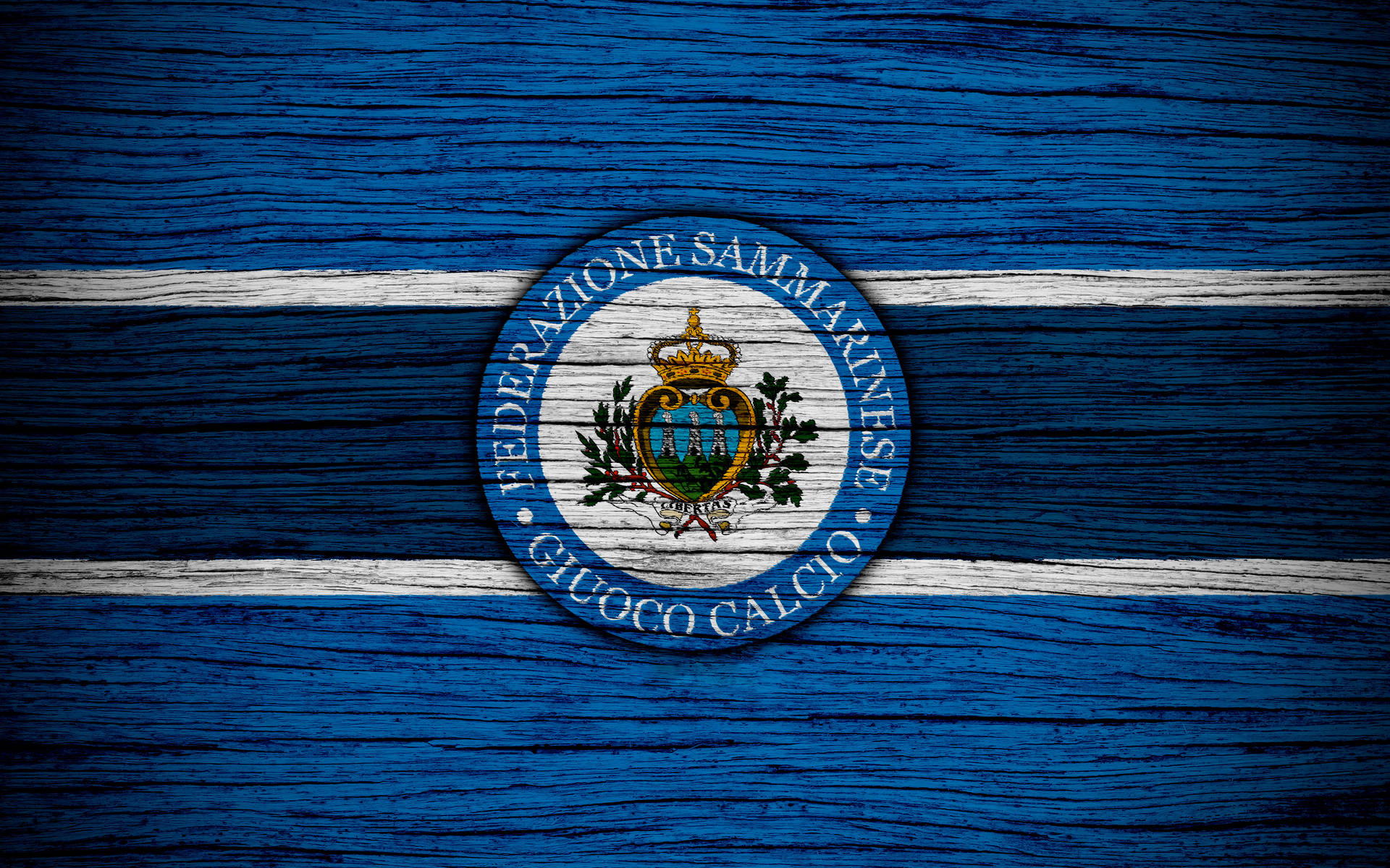 Sanmarinos Flagga Med Trätextur Wallpaper