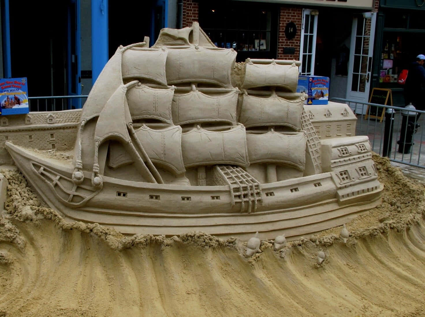 A Sand Sculpture Of A Ship