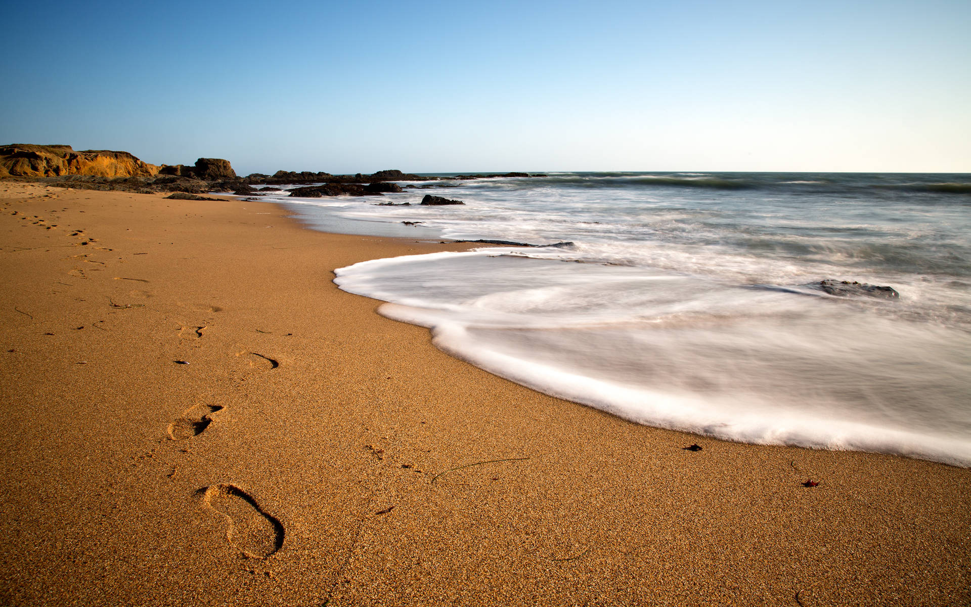 Sand Footprints Beach Desktop Wallpaper