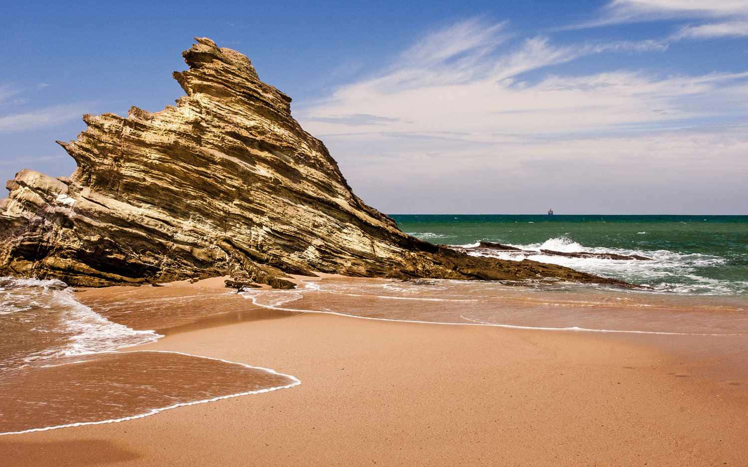 Beach Rock Formation And Sand Picture