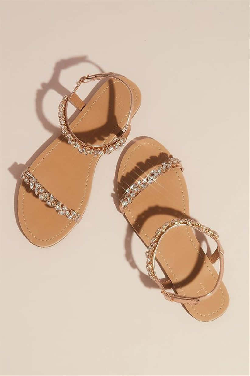 Elegant Summer Sandals on the Beach Wallpaper
