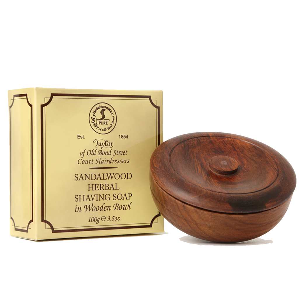 Sandalwood Shaving Soapin Wooden Bowl PNG