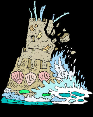 Sandcastle By The Sea Illustration PNG