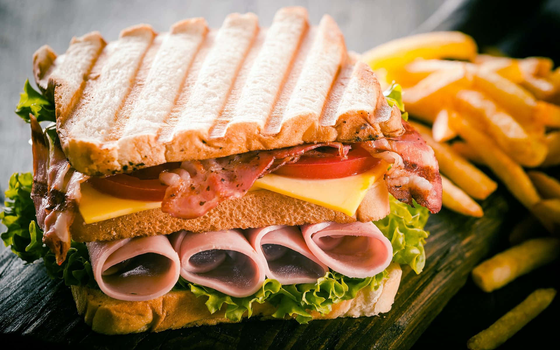 Delicious Gourmet Sandwich on a Cutting Board