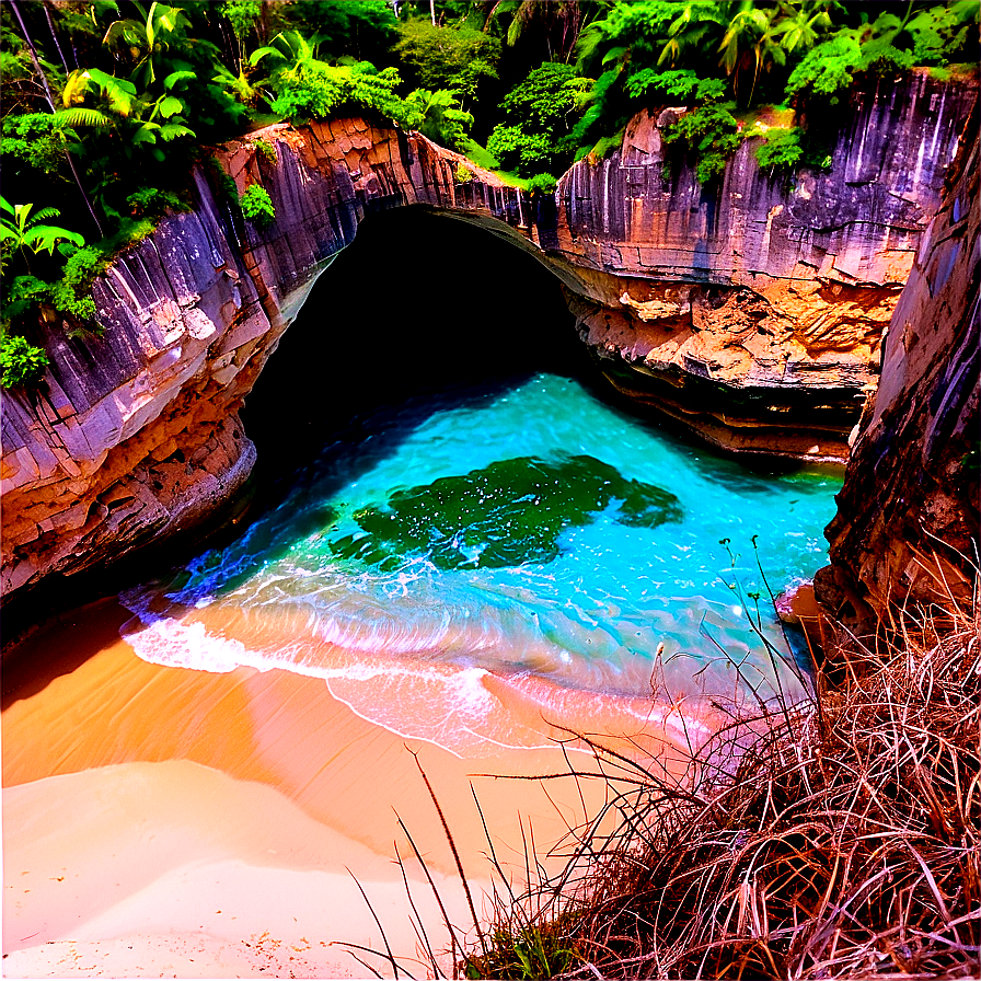 Sandy Beach Cliffs And Caves Png Klr PNG