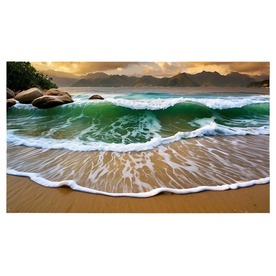 Sandy Beach Sea Waves Png Sed99 PNG