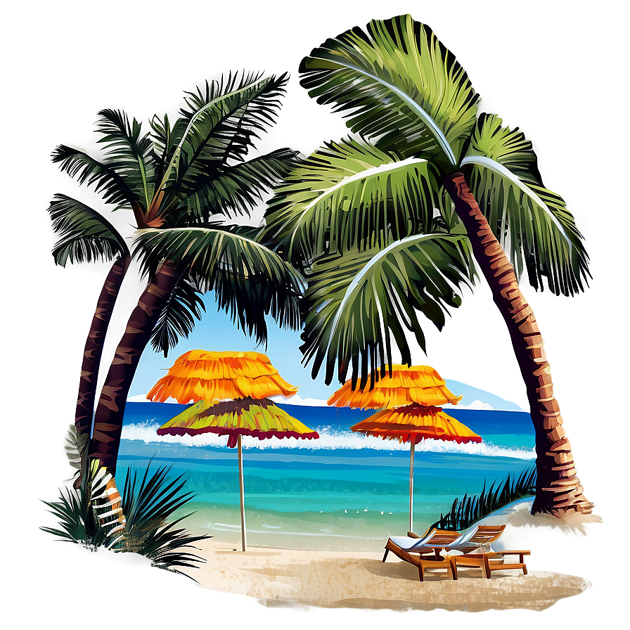 Sandy Beach Sun Loungers Png Dst PNG