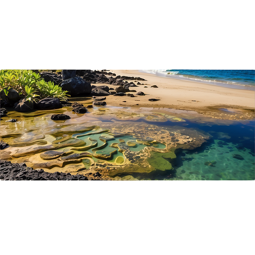 Sandy Beach Tide Pools Png Vri32 PNG