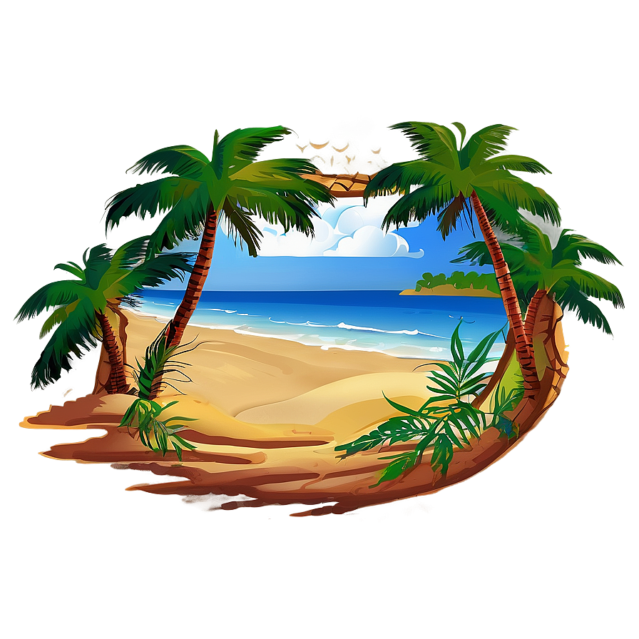 Sandy Beach With Palm Trees Png 22 PNG