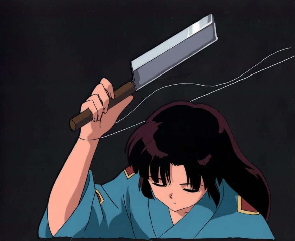 Sango_ Met_ Hiraikotsu_ Anime_ Scène Achtergrond