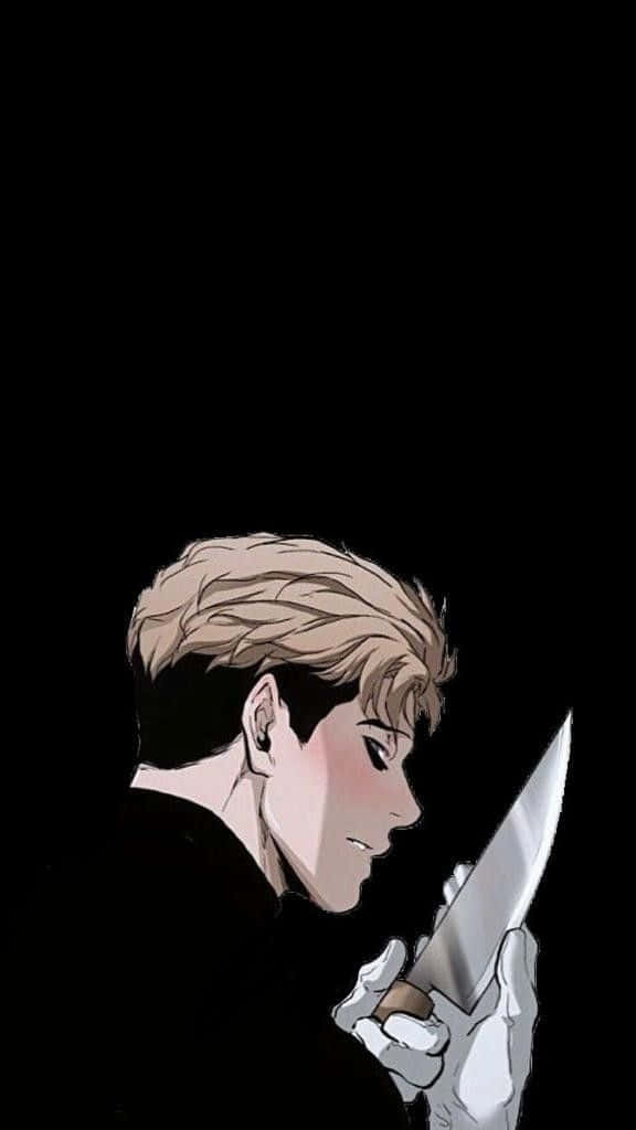 A Man Holding A Knife In His Hand Wallpaper