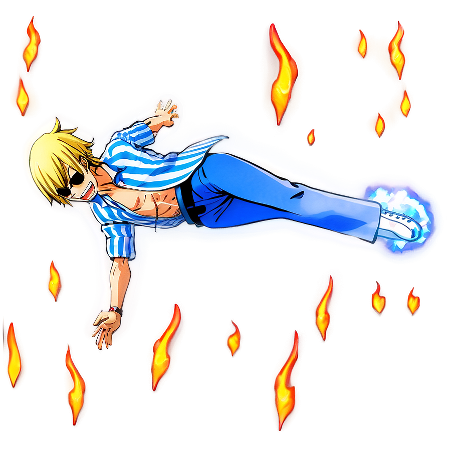 Sanji's Blue Flame Kick Png Sdf PNG