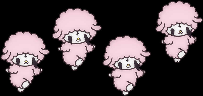 Sanrio Character Pink Sheep Multiple Poses PNG
