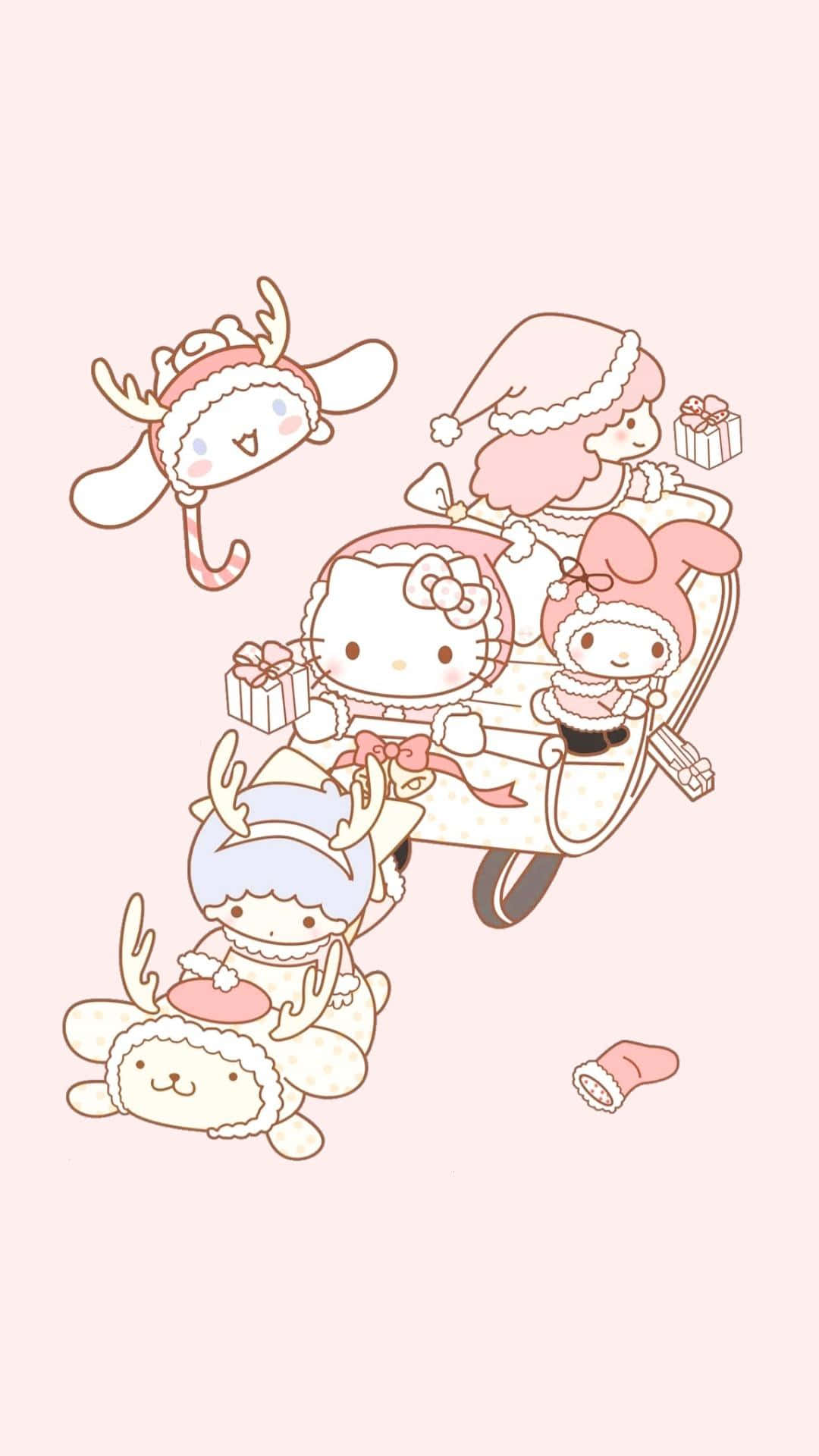 Sanrio Characters Celebrating Christmas Wallpaper