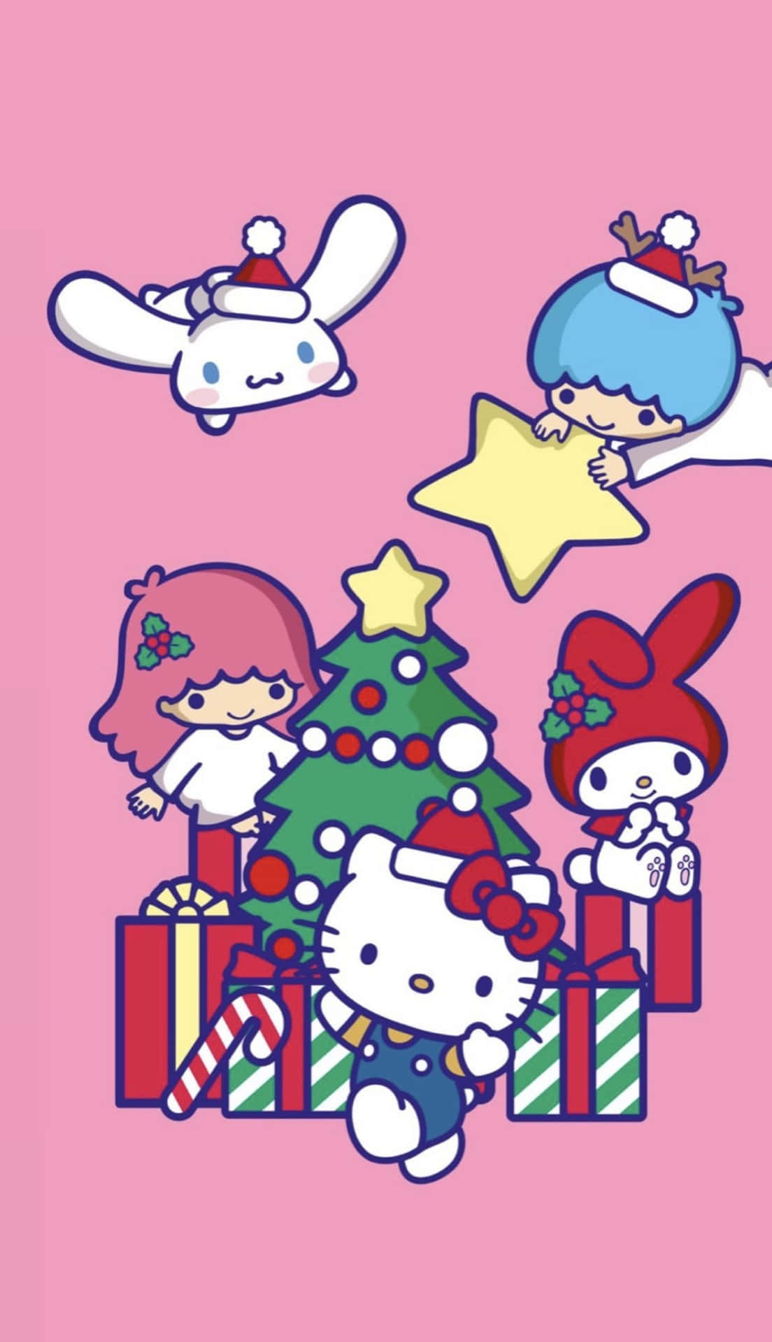 Sanrio Characters Celebrating Christmas Wallpaper