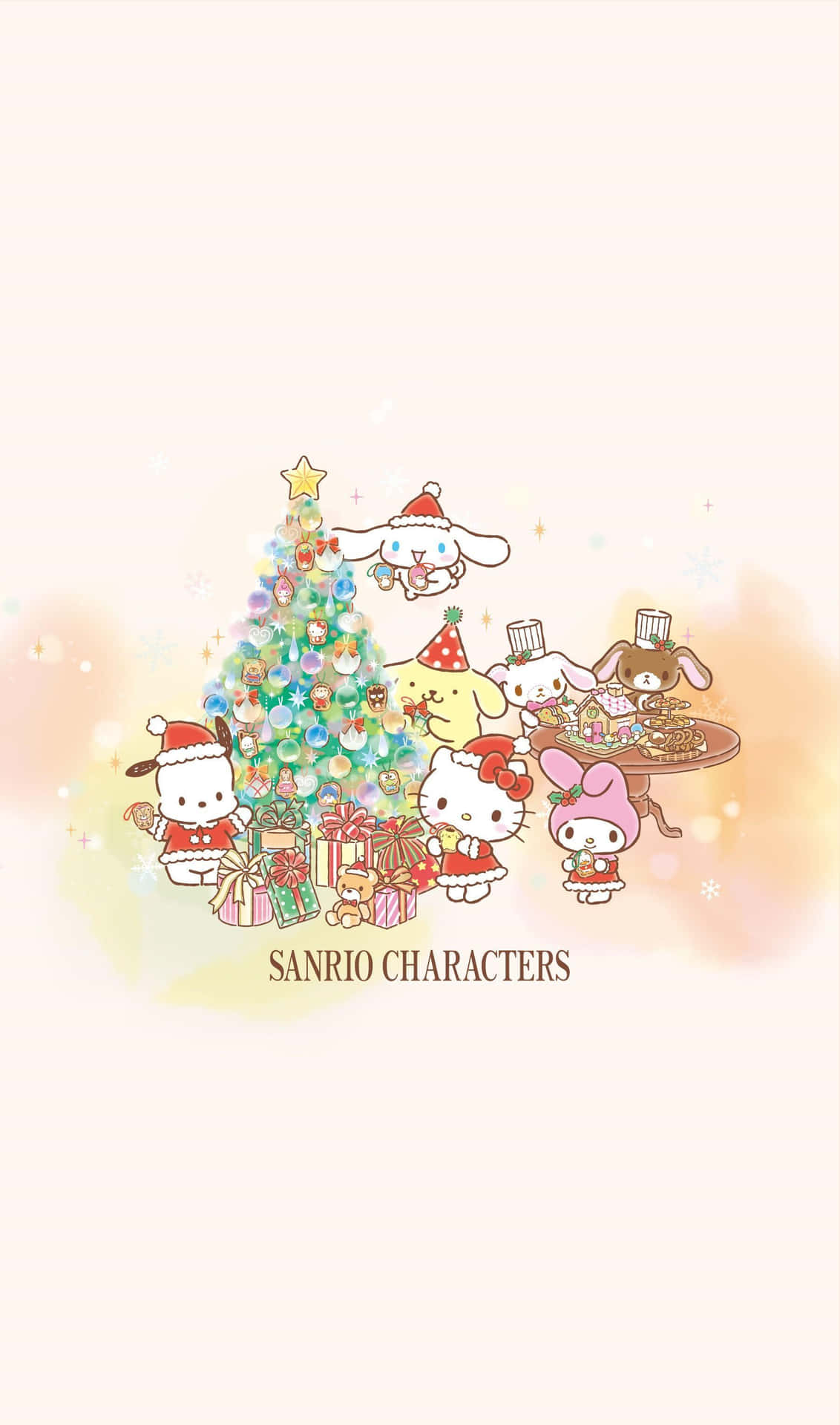 Sanrio Characters Celebrating Christmas Wallpaper