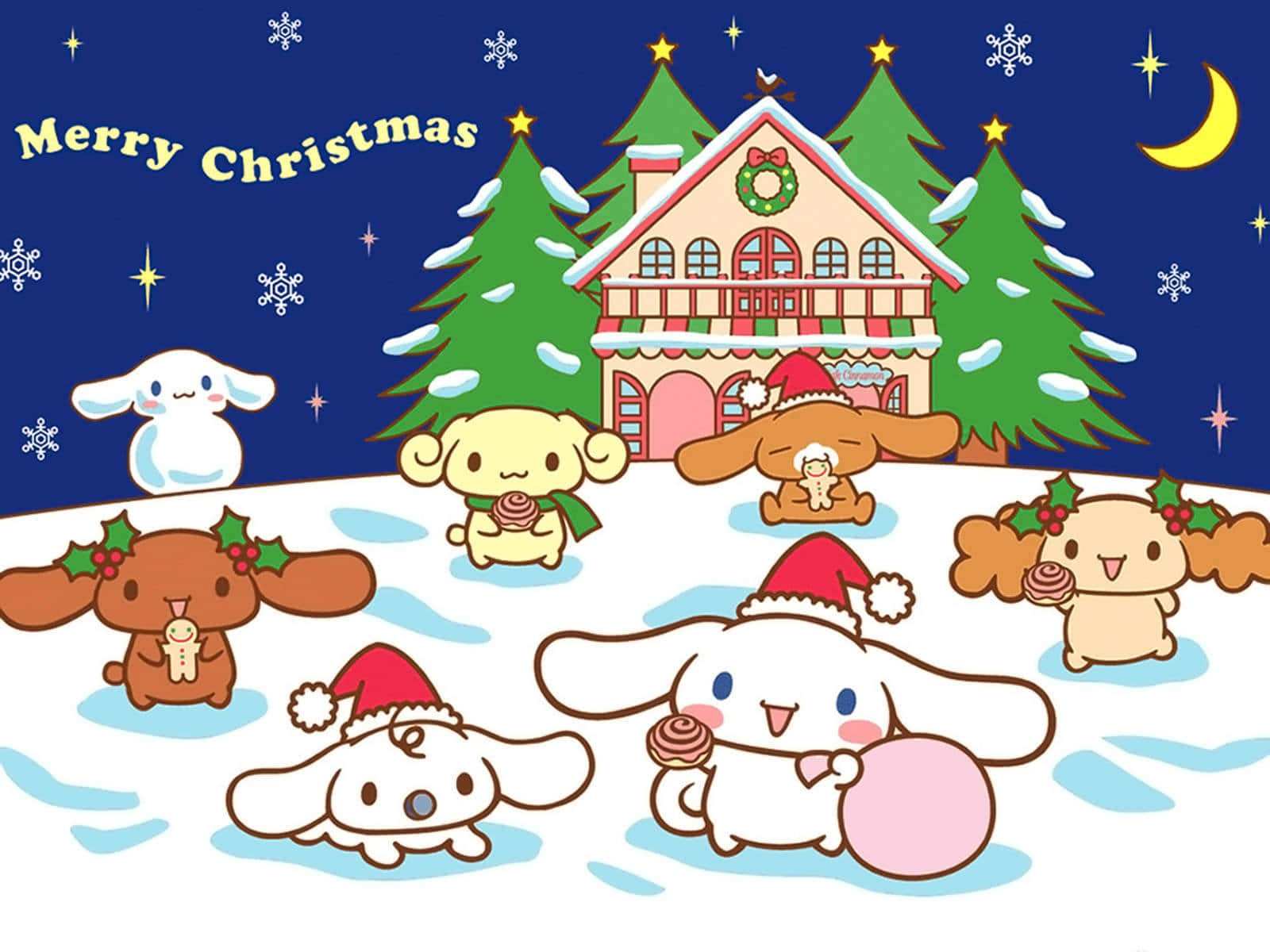 Sanrio Characters Celebrating Christmas Wallpaper