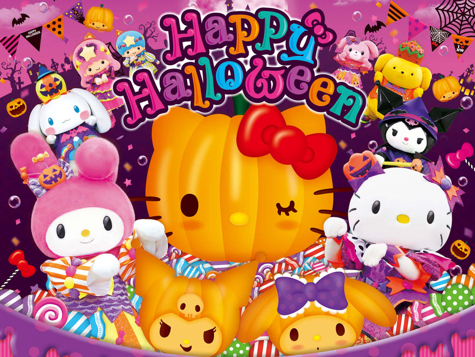 Sanrio Characters Celebrating Halloween Wallpaper