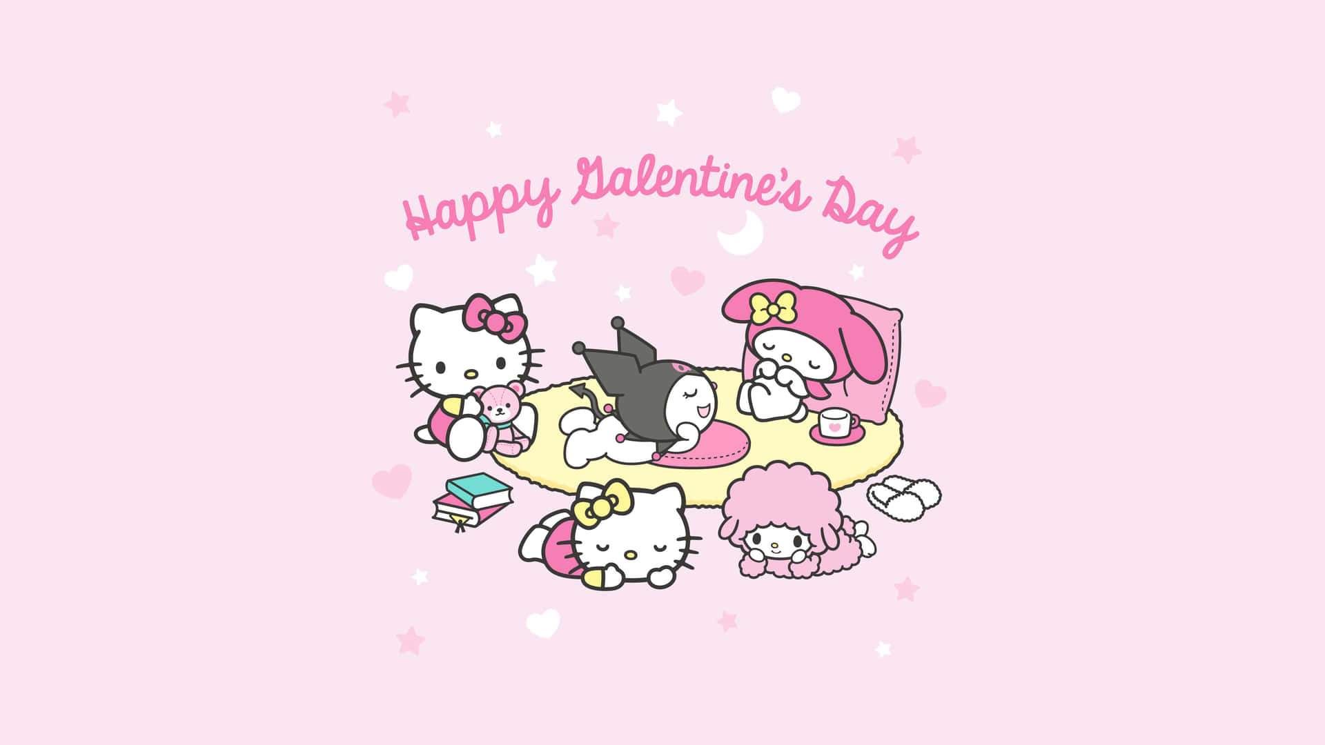 Sanrio Characters Celebrating Valentines Wallpaper