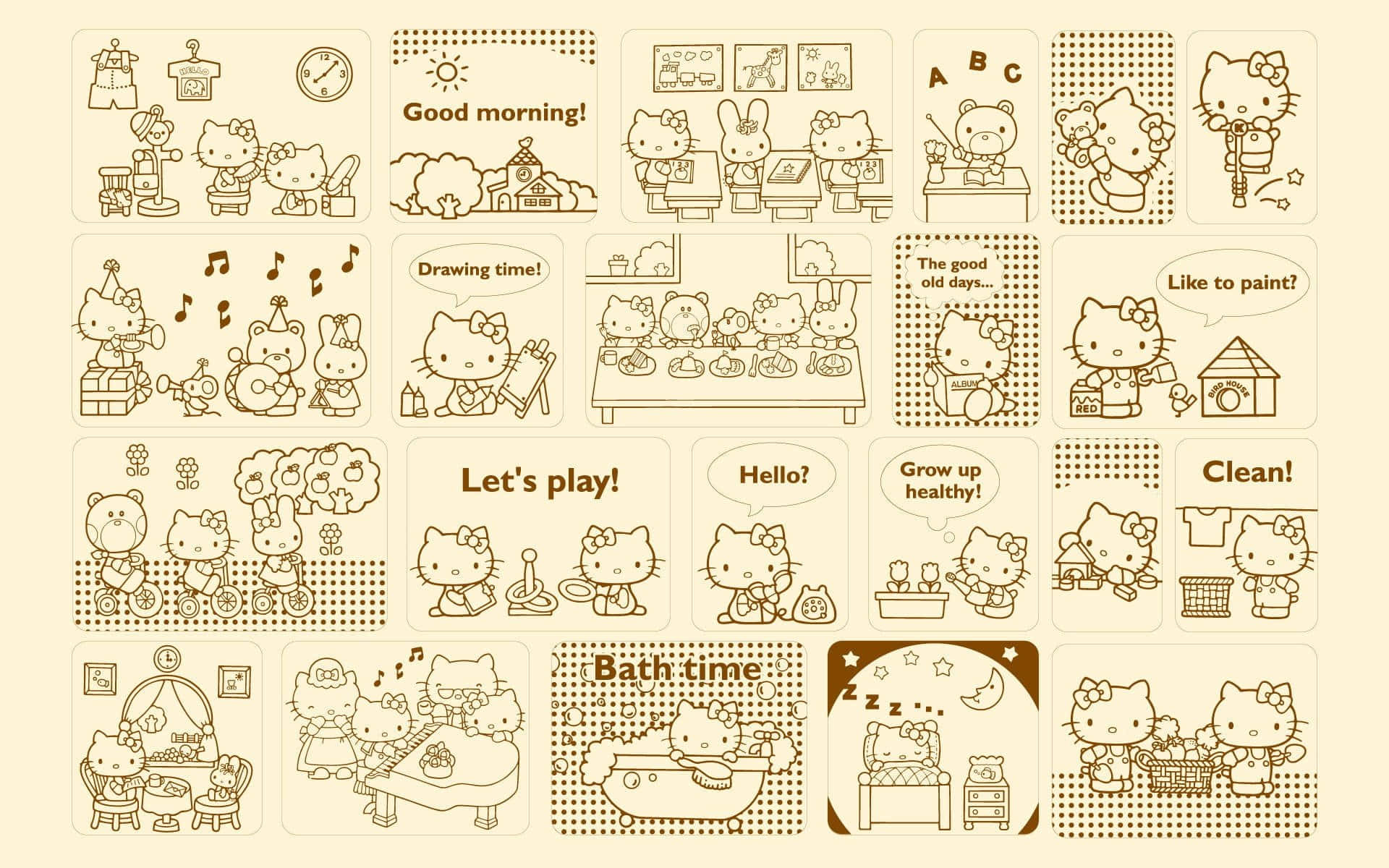 Sanrio Characters Daily Activities Wallpaper