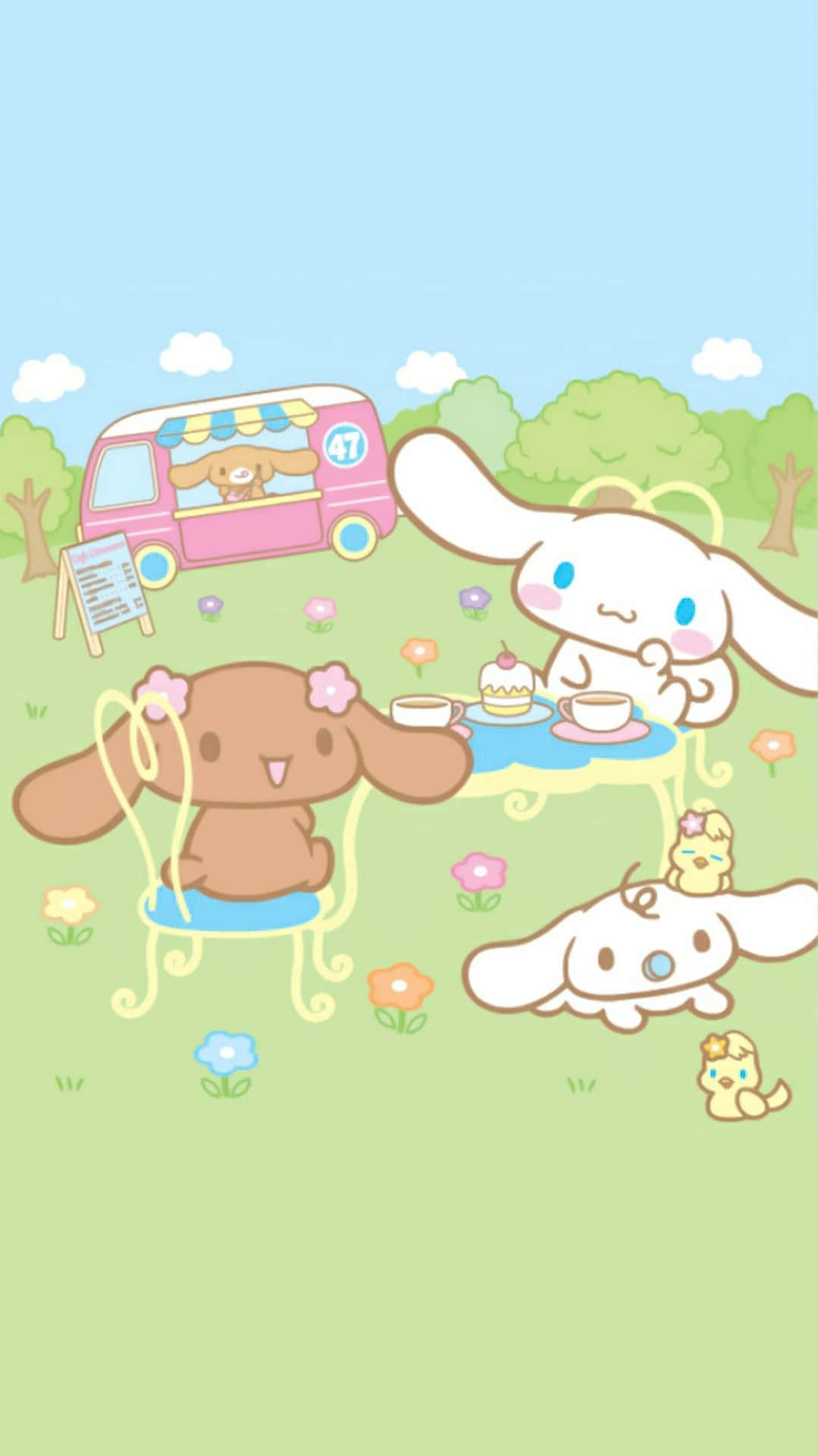 Sanrio Personages Genieten Van Picknick Achtergrond