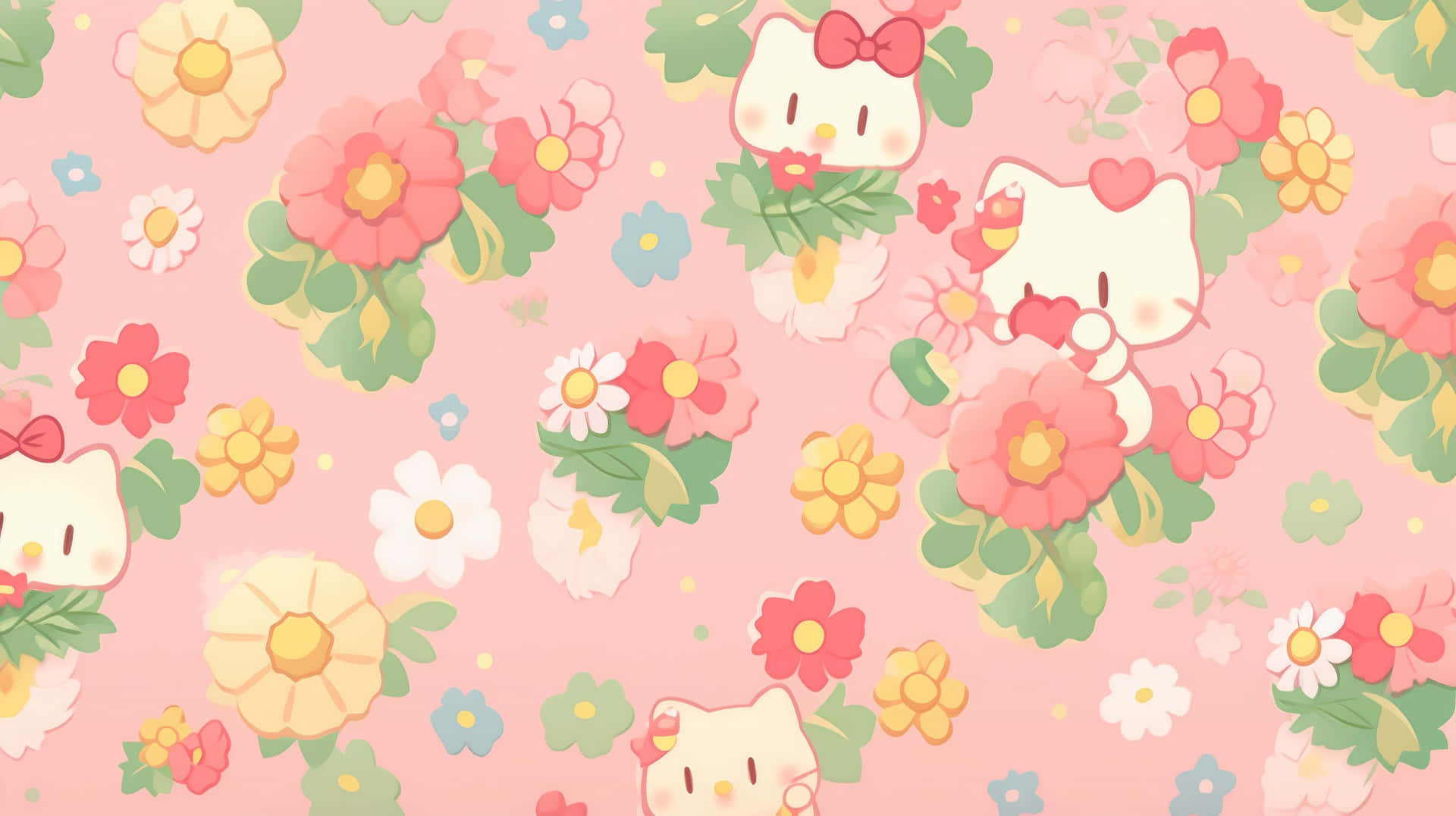 Sanrio Characters Floral Pattern Wallpaper