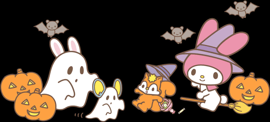 Sanrio Characters Halloween Celebration PNG