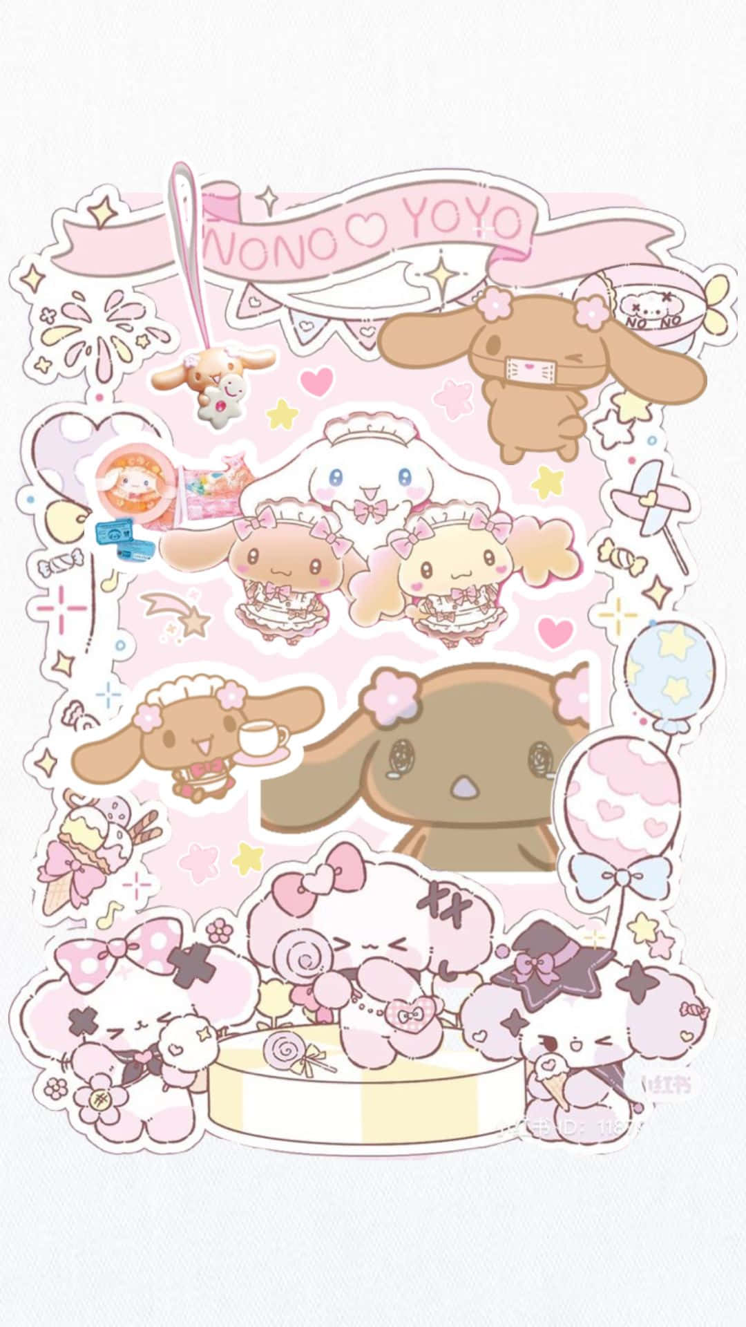 Sanrio Personages Mocha Kunst Achtergrond