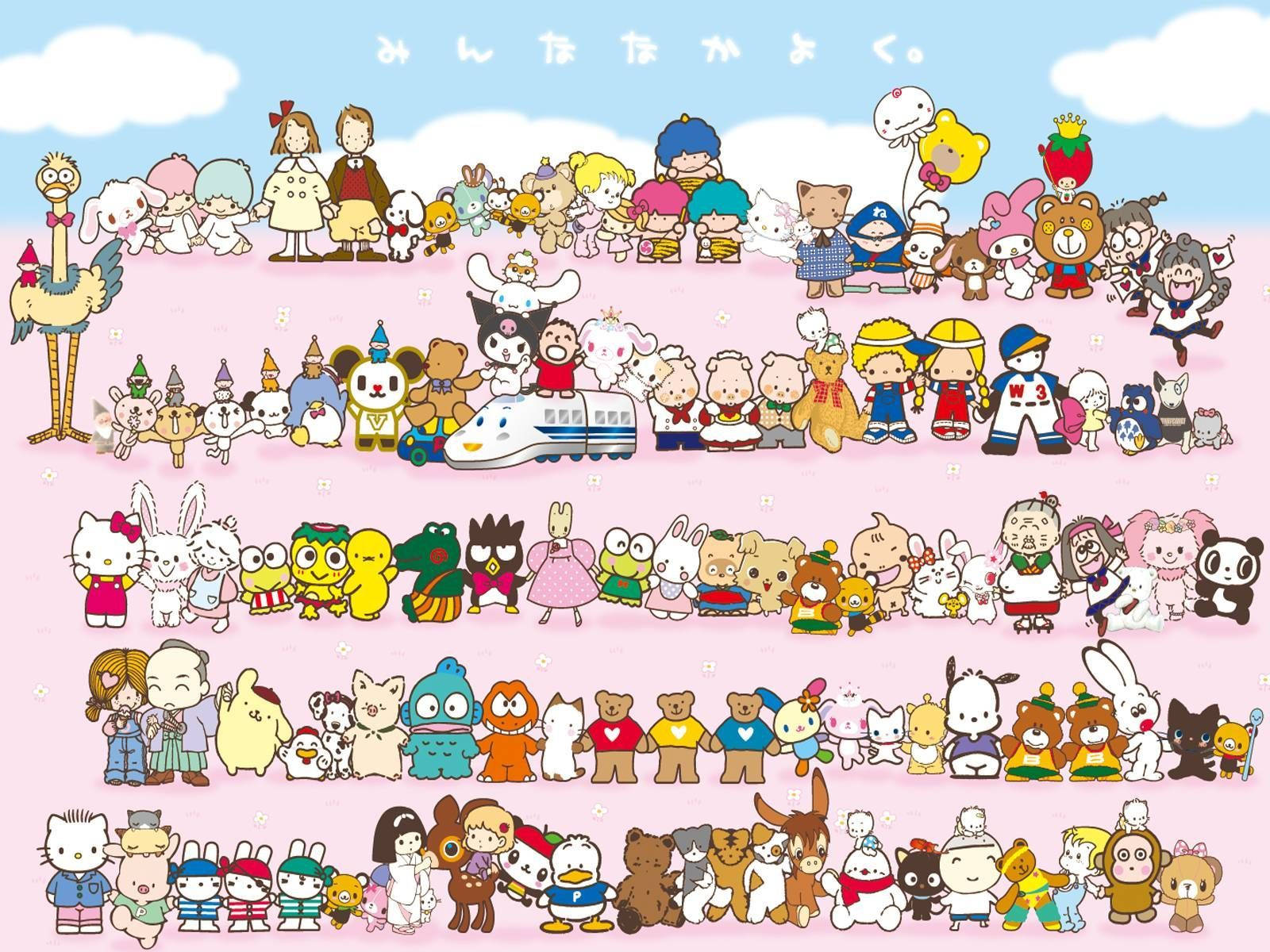 Sanrio Tegn Under Blå Himmel Wallpaper