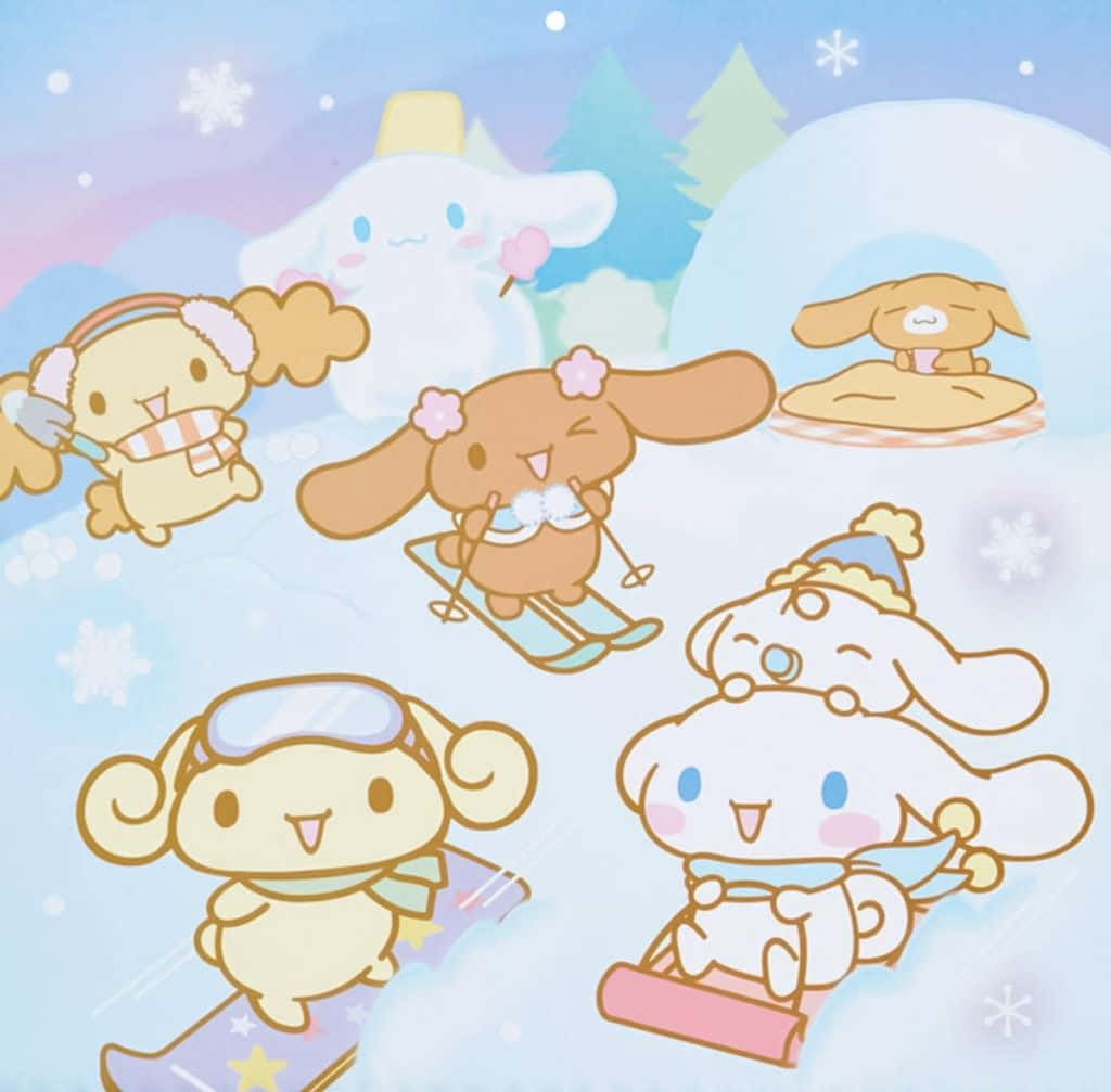 Personnages Sanrio S'amusant En Hiver Fond d'écran