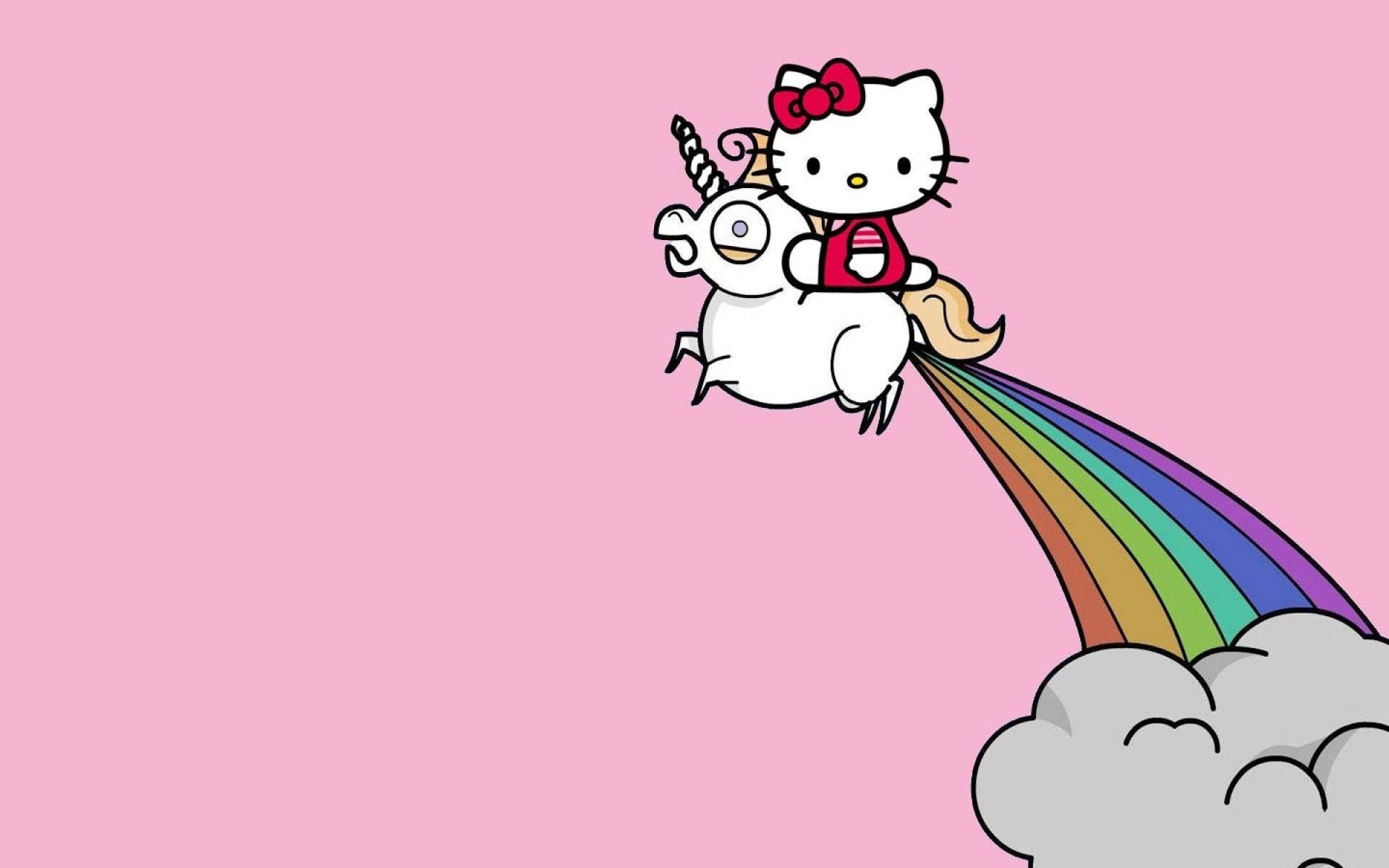 Sanrioescritorio Hello Kitty Unicornio Arcoíris Fondo de pantalla