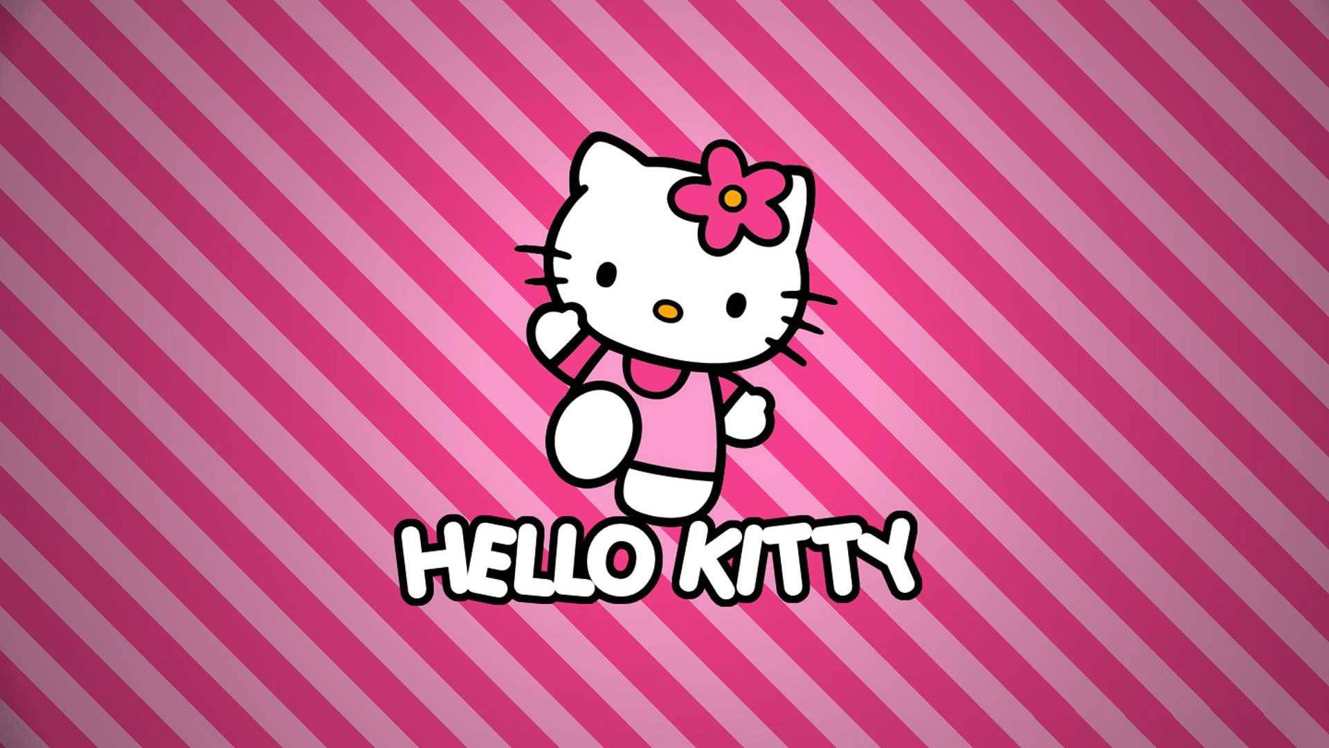 Sanrio Desktop Hello Kitty Pink-striped Background Picture