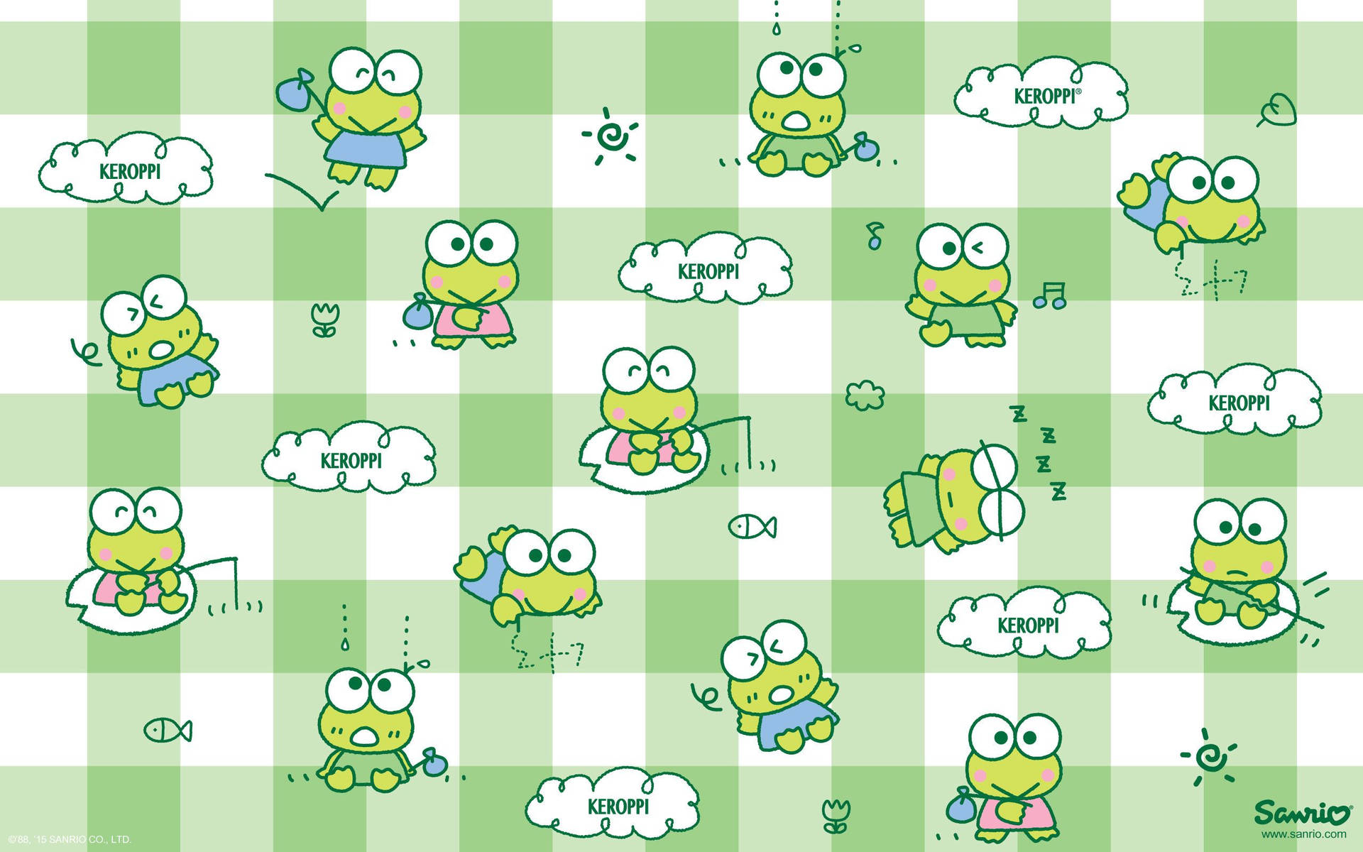 Enjoying an afternoon of relaxation with Keroppi. Wallpaper