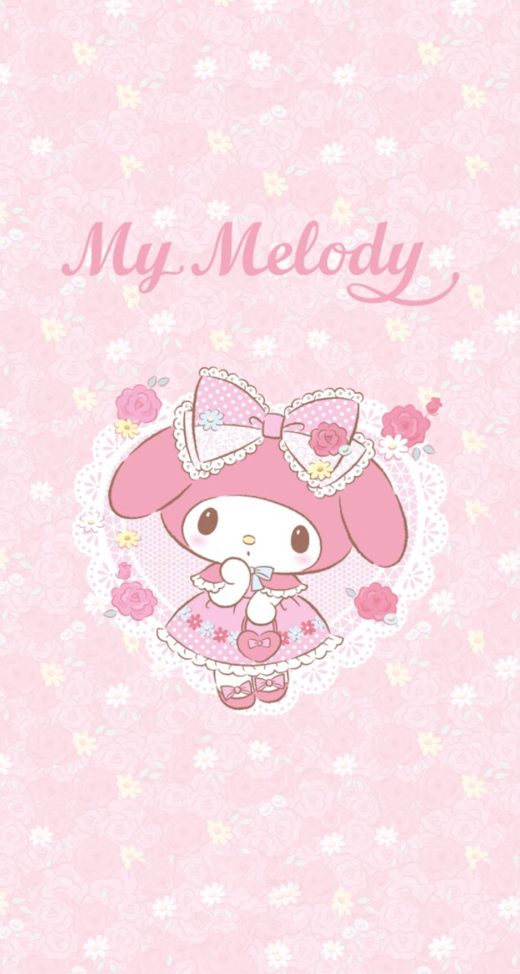 My Melody in a pink dress enjoying a beautiful day Wallpaper