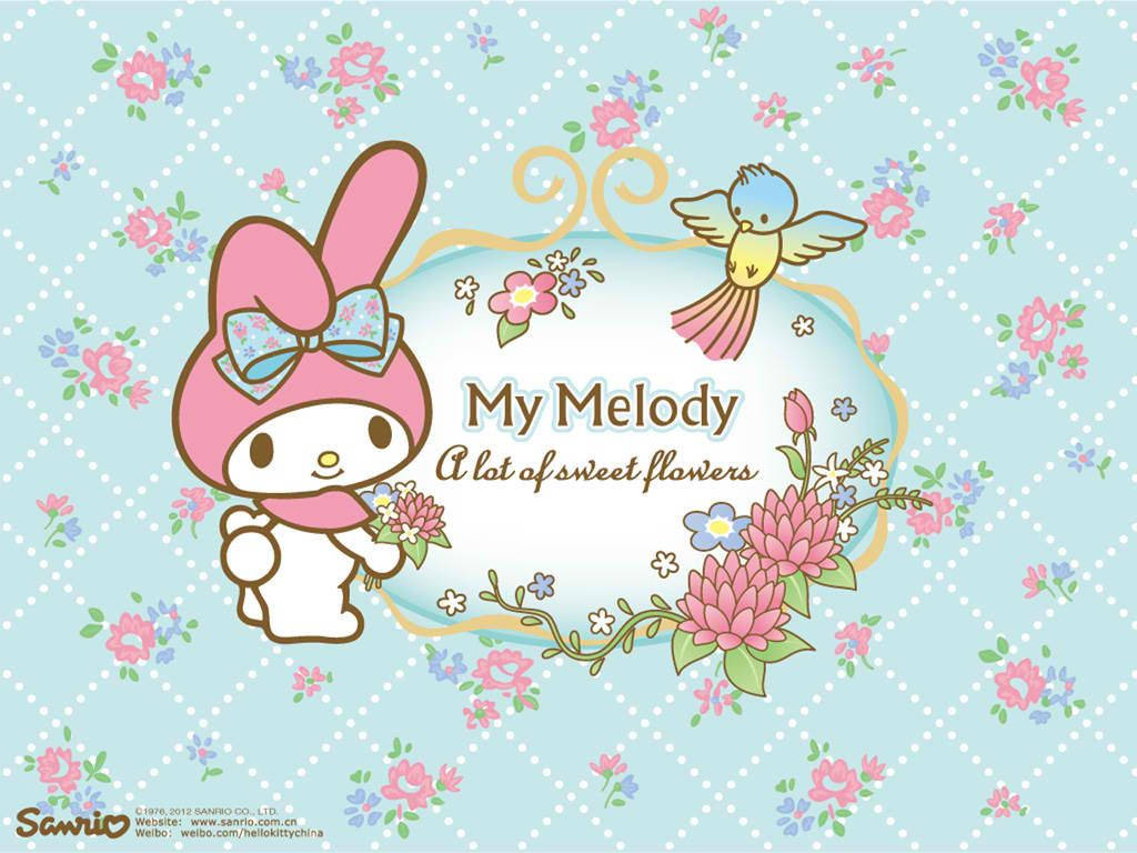 Enjoy the sweet scent of spring with My Melody and her floral friends! Wallpaper