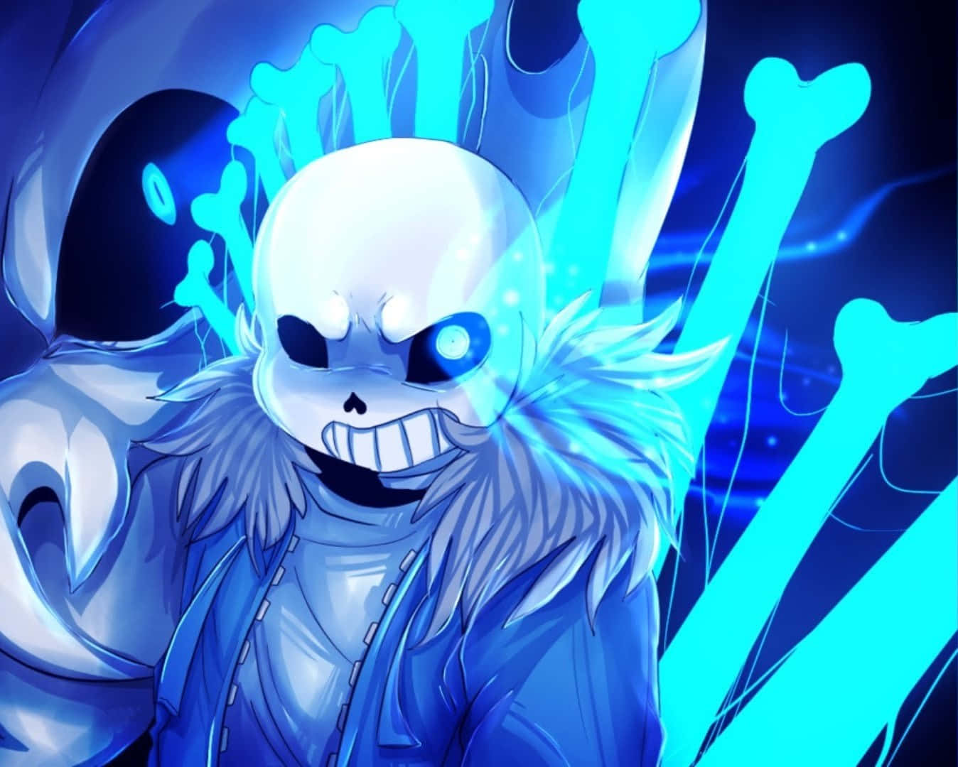 Download Sans standing in a pixelated landscape