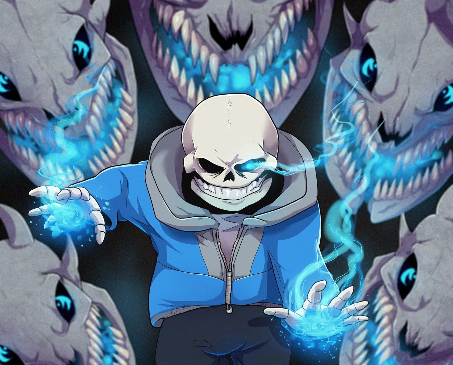 Sans, the comical skeleton character from the game, high-definition background