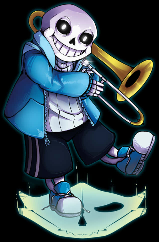 Sans The Skeleton With Trombone PNG