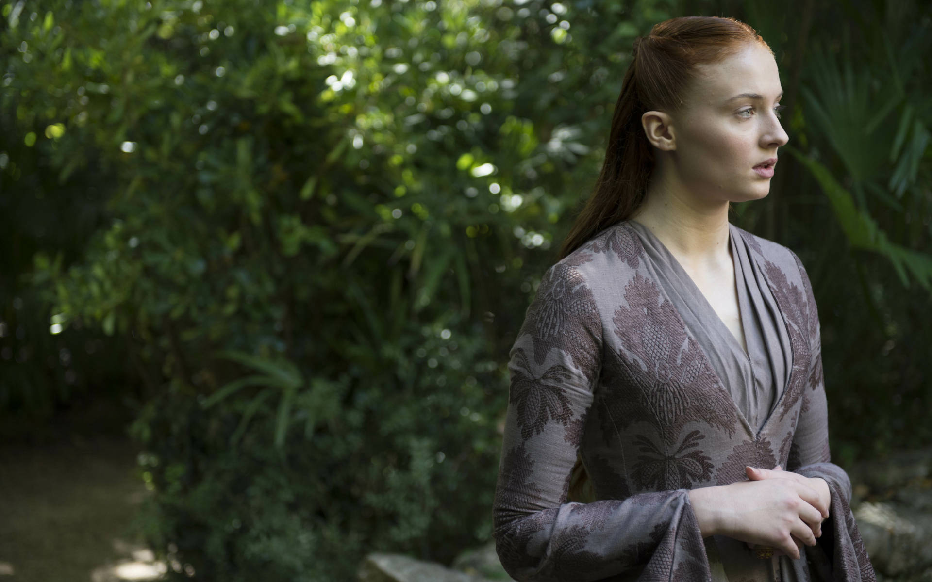 Sansa Stark In Purple Dress Wallpaper