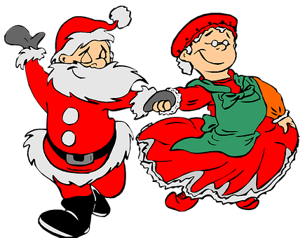 Santa_and_ Elf_ Cartoon_ Dance PNG