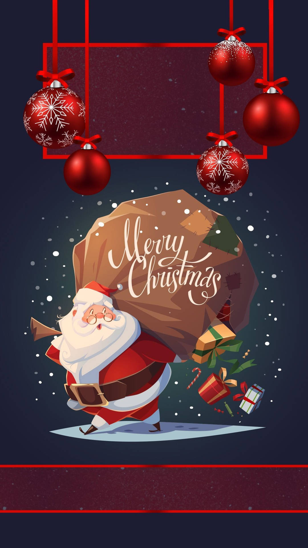 Santa And Gifts Merry Christmas Iphone Wallpaper