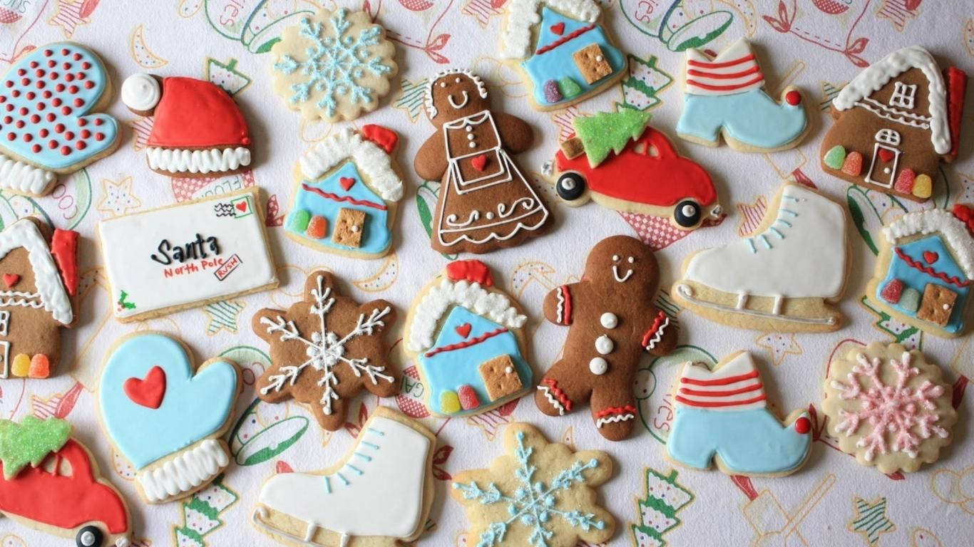Delightful Santa Christmas Cookies Wallpaper
