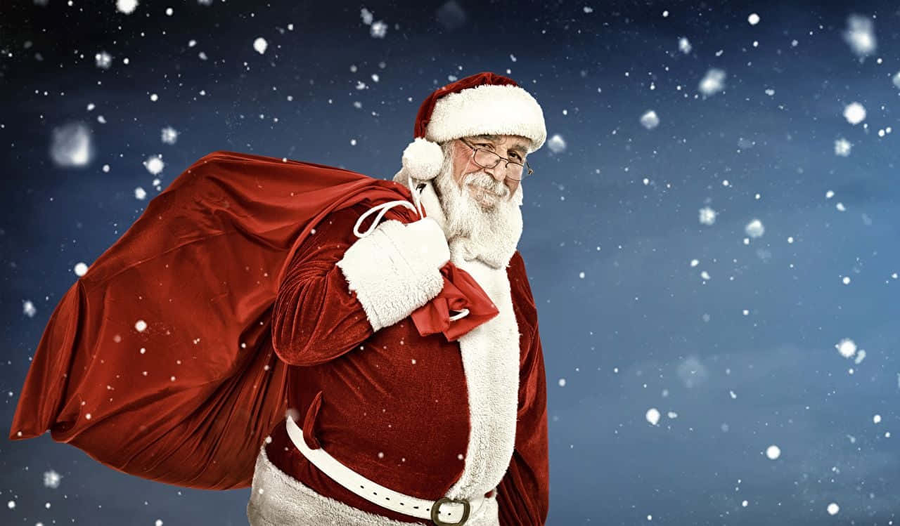 Santa Claus preparing gifts for Christmas
