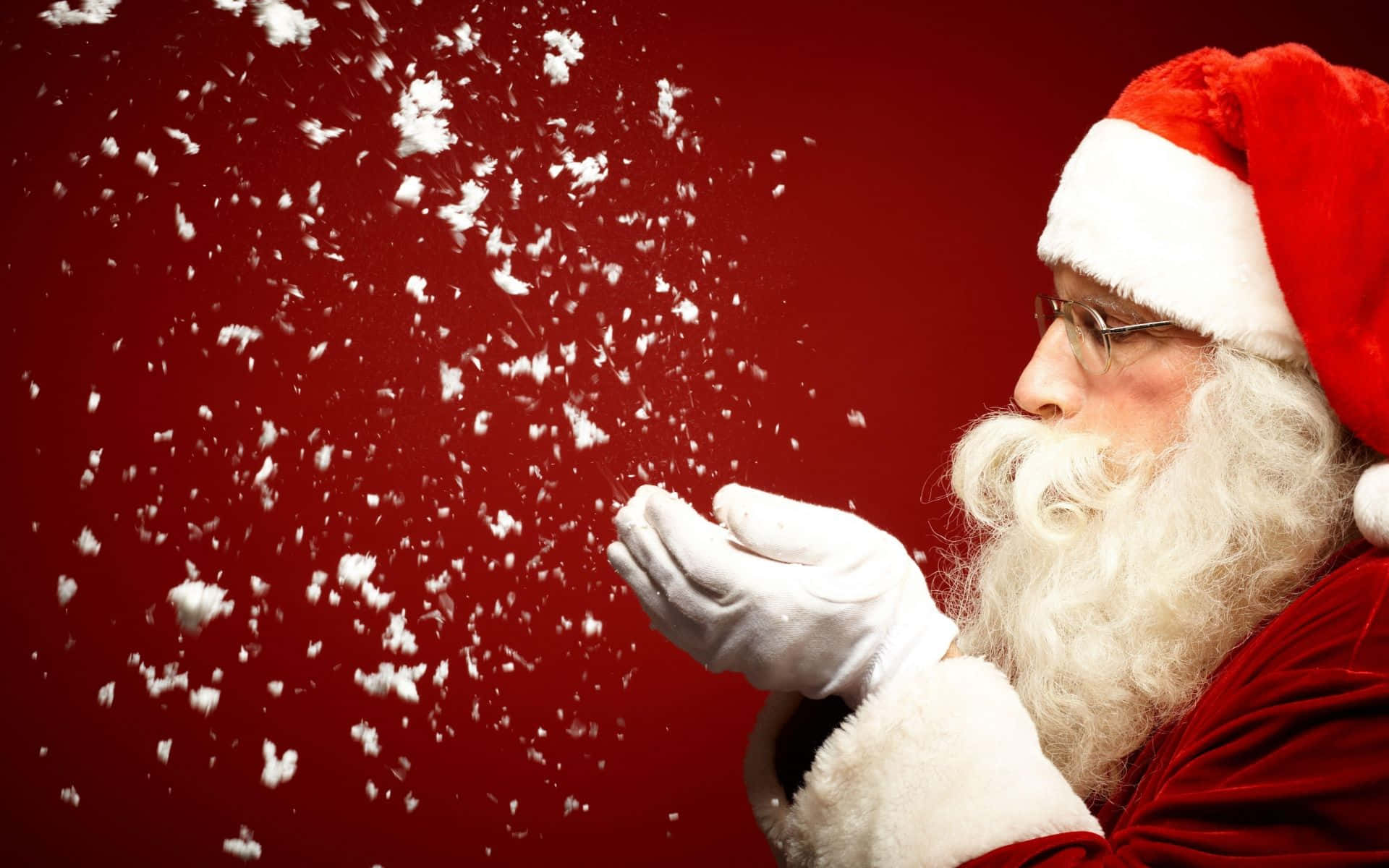 Santa Claus joyfully greeting in his festive red suit