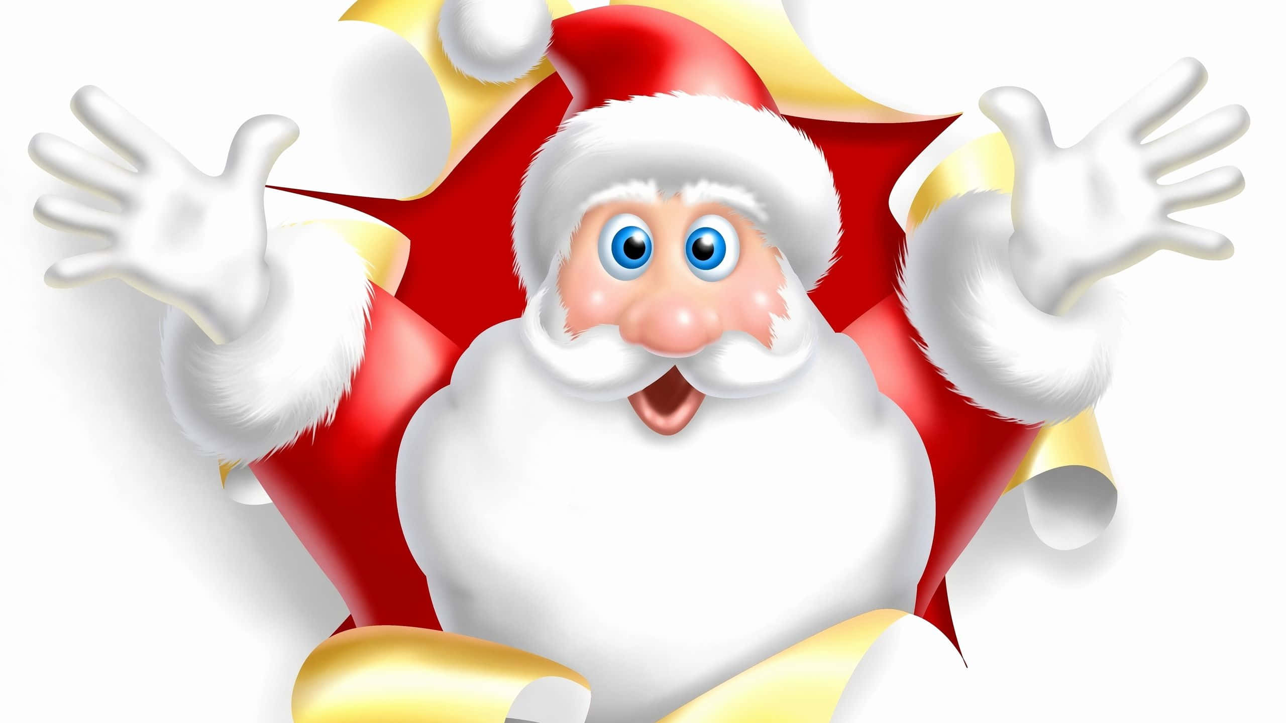 Santa Claus cheerfully delivering Christmas presents
