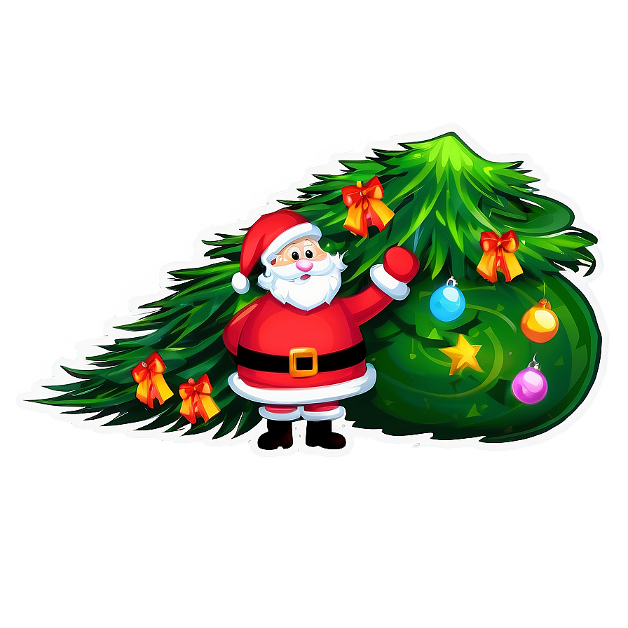 Santa Claus And Christmas Tree Png Rng2 PNG