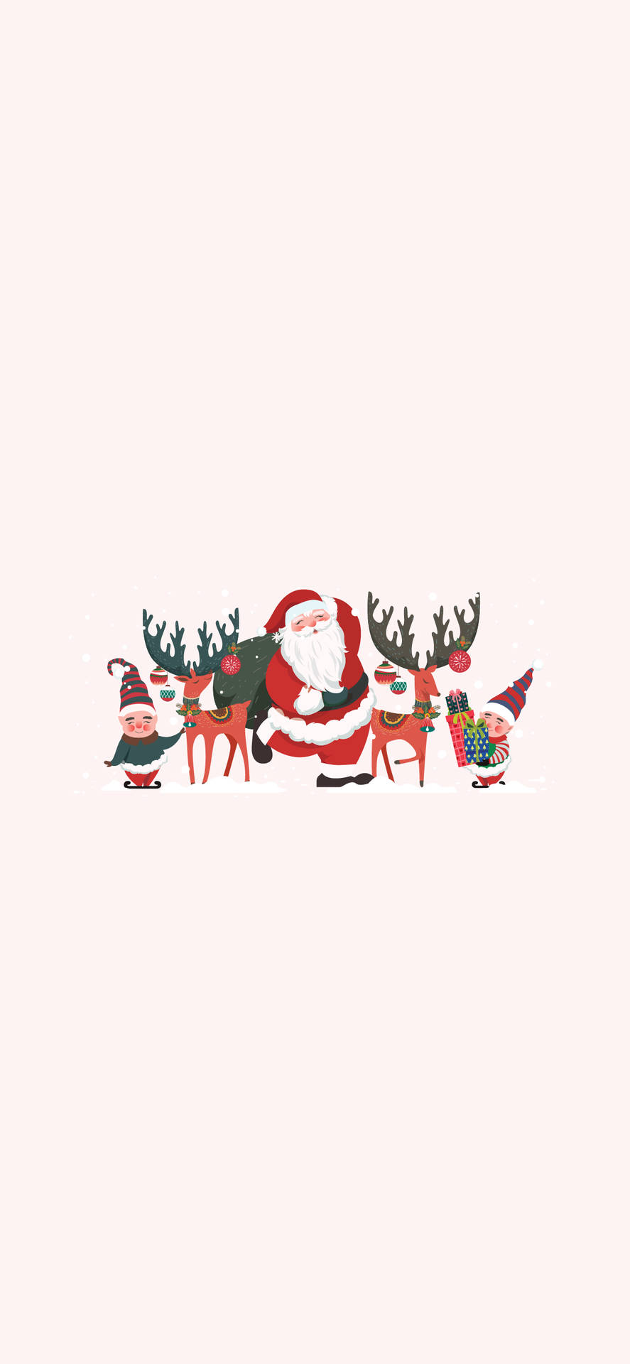 Santa Claus And Elves Simple Christmas Wallpaper